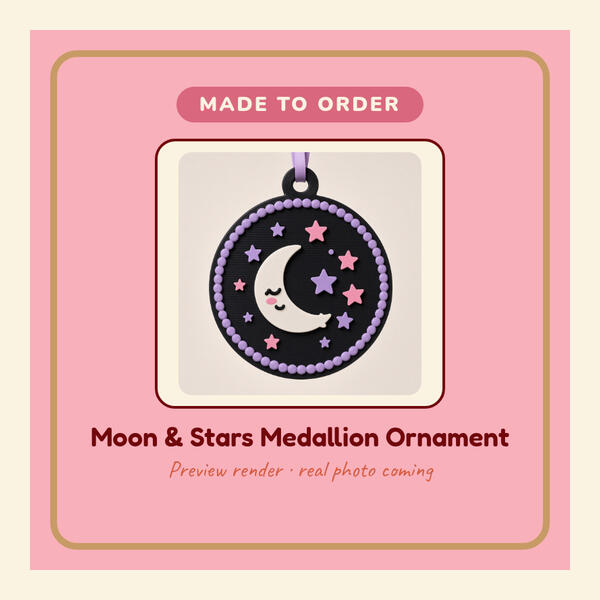 Moon & Stars Medallion Ornament Preview render: Moon and Stars Medallion Ornament