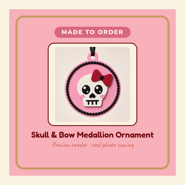 Skull & Bow Medallion Ornament Preview render: Skull and Bow Medallion Ornament