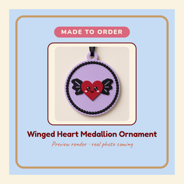 Winged Heart Medallion Ornament Preview render: Winged Heart Medallion Ornament
