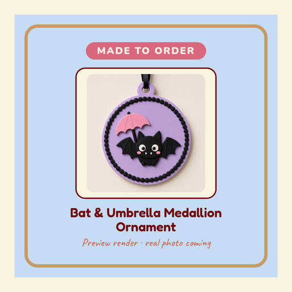 Bat & Umbrella Medallion Ornament Preview render: Bat and Umbrella Medallion Ornament