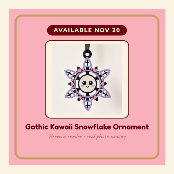 Gothic Kawaii Snowflake Ornament Preview render: Gothic Kawaii Snowflake Ornament