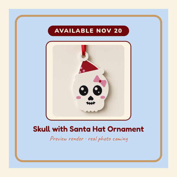 Skull with Santa Hat Ornament Preview render: Skull with Santa Hat Ornament