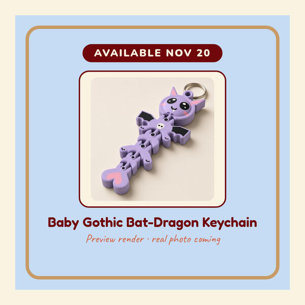 Baby Gothic Bat-Dragon Keychain Preview render: Baby Gothic Bat-Dragon Keychain