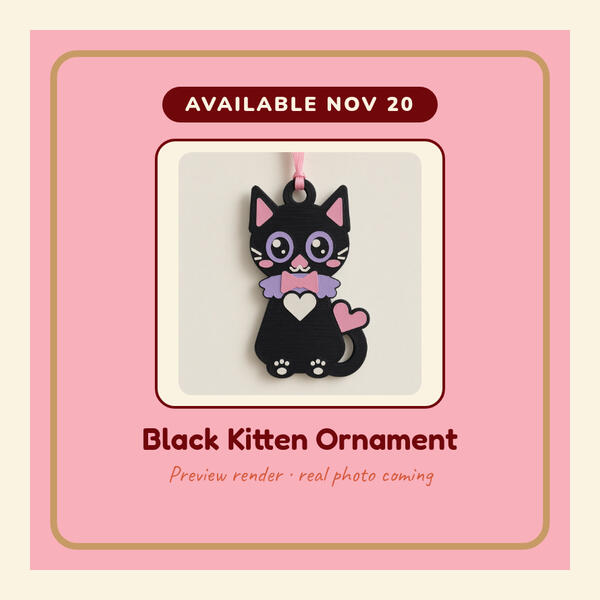 Black Kitten Ornament Preview render: Black Kitten Ornament